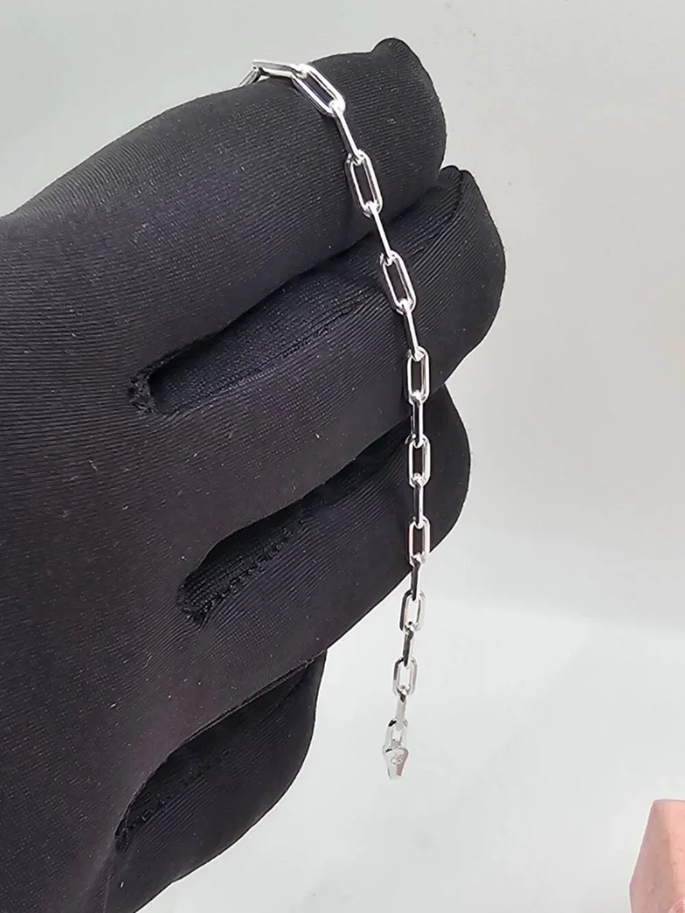 Sterling Silver 925 High Polished Flat Edge Paperclip Bracelet 2.9mm 7 inches
